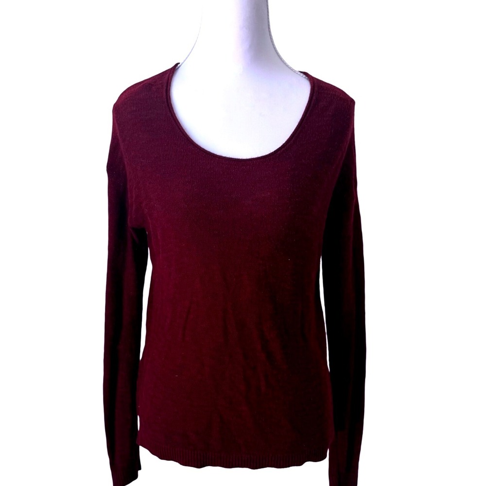 Gap Knit Sweater‎ Burgundy Scoop Neck Lightweight Long Sleeve Pullover Sz XS
